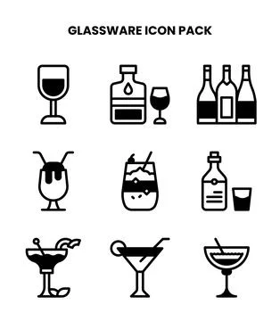 Glassware DuoTone UI Icons Pack Stock Illustration