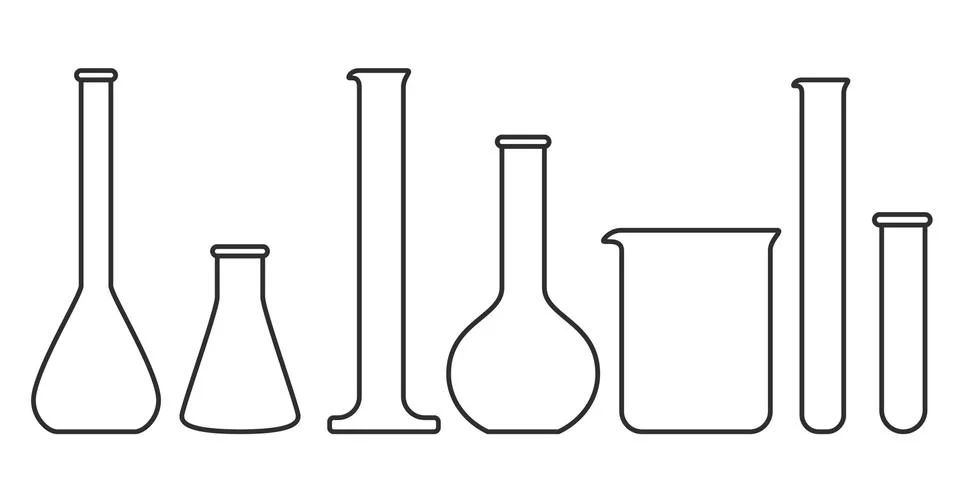 Glassware instruments in linear style Stock Illustration