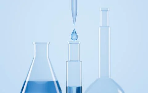 Glassware in the lab, 3d rendering. Stock Illustration