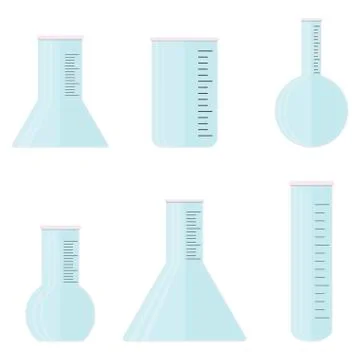 Glassware for laboratory flat set vector Stock Illustration