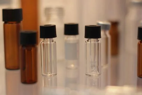 Glassware in laboratory Stock Photos