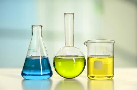 Glassware on Laboratory Table Stock Photos