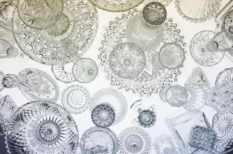 Glassware pattern on table Stock Photos