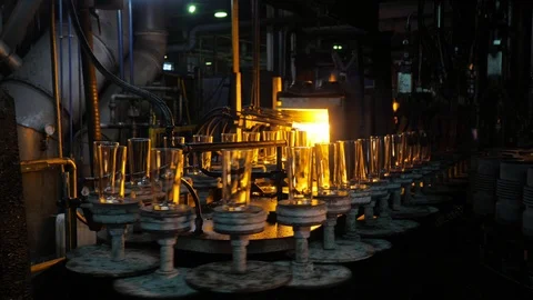 Glassware production line Stock Footage 97192297