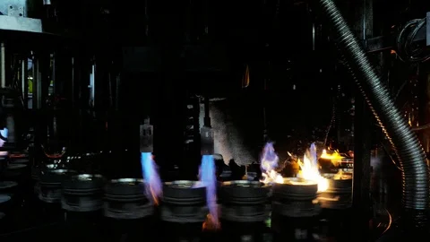 Glassware production line Stock Footage 97192832