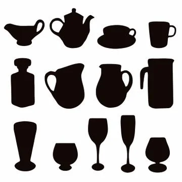 Glassware sillouette Stock Illustration