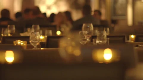 Glassware on Tables at an Upscale Restaurant Video stock 141082433