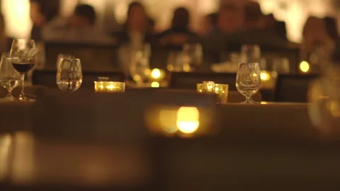 Glassware on Tables at an Upscale Restaurant Video stock 141082553