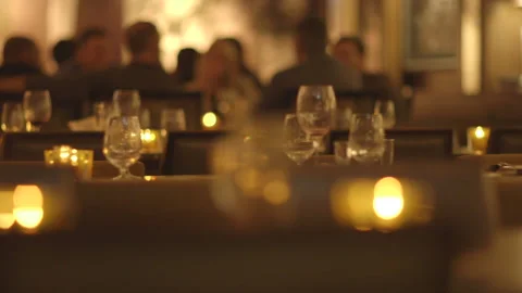 Glassware on Tables at an Upscale Restaurant Video stock 141082838