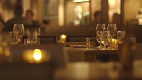 Glassware on Tables at an Upscale Restaurant Video stock 141082850