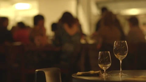 Glassware on Tables at an Upscale Restaurant Video stock 141083712
