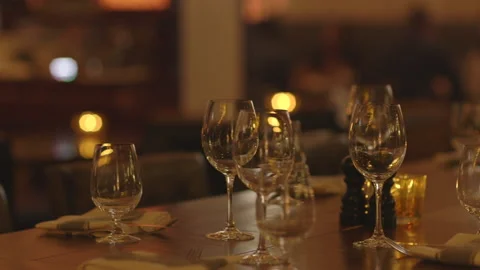 Glassware on Tables at an Upscale Restaurant Video stock 141084110