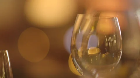 Glassware on Tables at an Upscale Restaurant Video stock 141084112