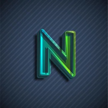 Glassy 3D font character, vector illustration Stock Illustration