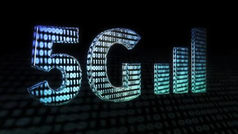 Glassy 5G Lettering with Binary fill Stock Illustration