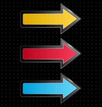 Glassy arrows on black Stock Illustration