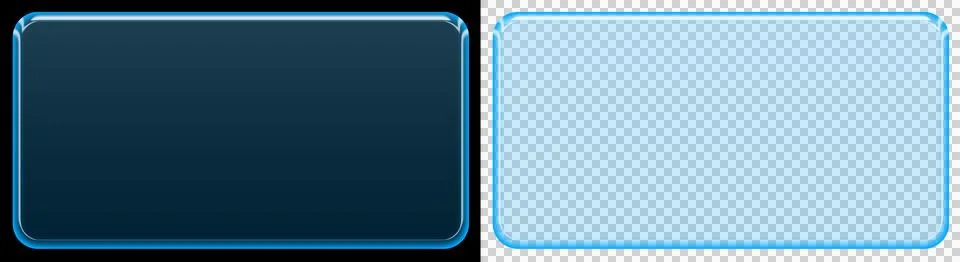 Glassy Futuristic Blue Rounded Rectangle Interface Frame with Illuminated Border Ilustração Stock
