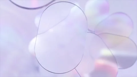Glassy rounded rectangle shapes rotate slowly against a purple background with Stock Footage 311985203