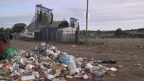 Glastonbury 2017: The tidy-up begins Stock Footage 148635564
