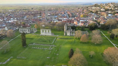 Glastonbury Abbey Stock Footage 185092693