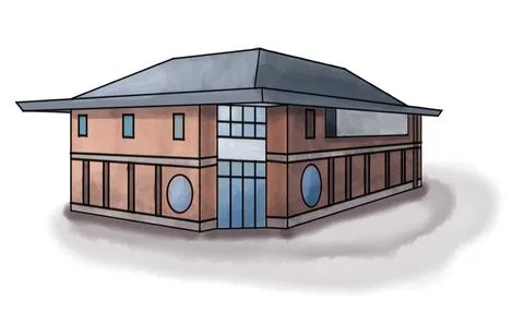 Glastonbury Library Render Stock Illustration