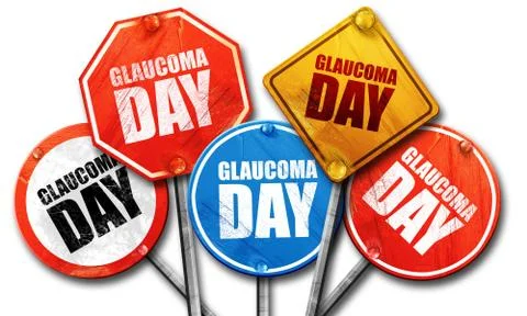 Glaucoma day, 3D rendering, street signs Stock Illustration