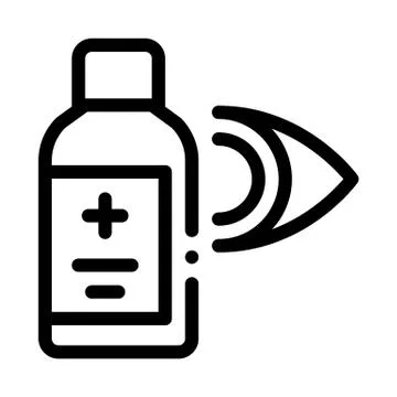 Glaucoma Medicine Vial Vector Outline Illustration Stock Illustration