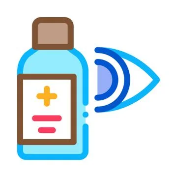 Glaucoma Medicine Vial Vector Outline Illustration Stock Illustration