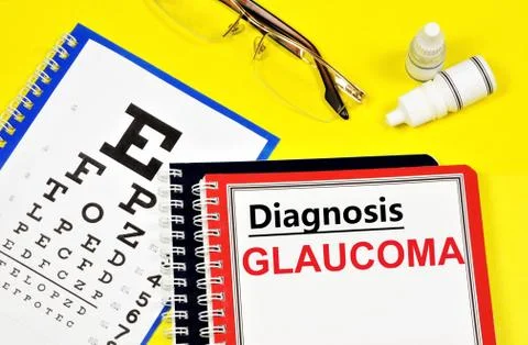 Glaucoma. Text label to indicate the state of health. Stock Photos