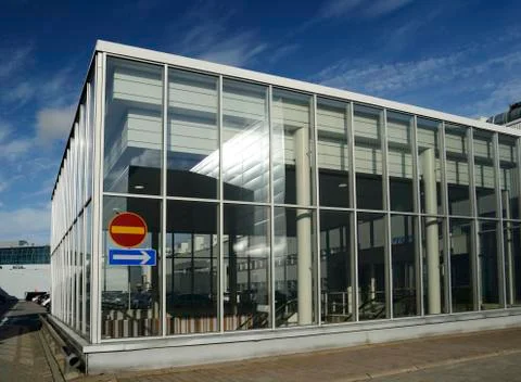 Glazed architectural structure and parking Stock Photos