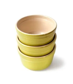 Glazed ceramic pots for cooking on a white background with clipping path Stock Photos