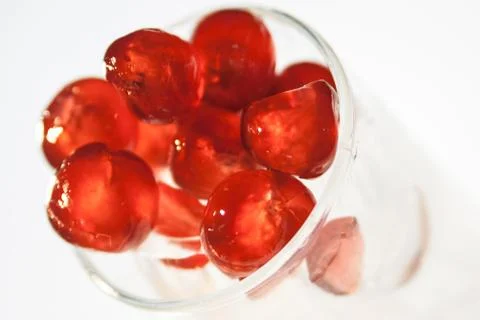 Glazed cherries with white back ground Stock-Fotos