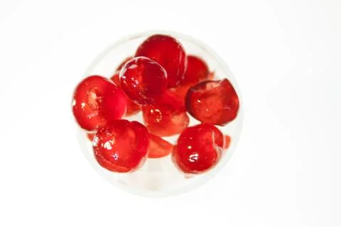 Glazed cherries with white back ground Foto stock