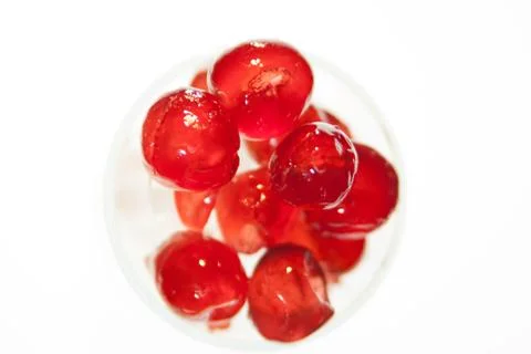 Glazed cherries with white back ground Foto stock