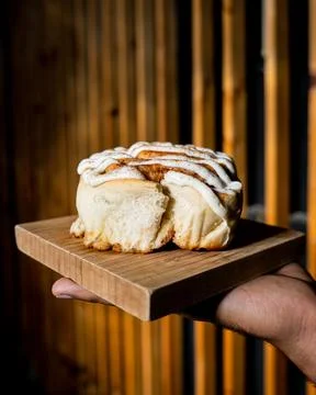 Glazed cinnamon roll Stock Photos