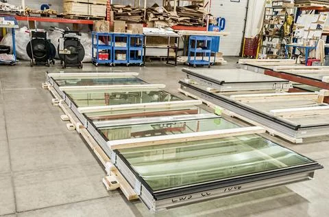 Glazed curtainwall unit frame Stock Photos