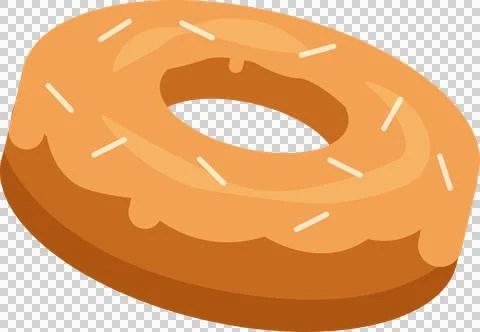Glazed donut in 3D style is floating on transparent layer with orange icing, Stock Illustration