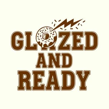 Glazed donut logo with lightning bolt on cream background tshirt design Stock Illustration