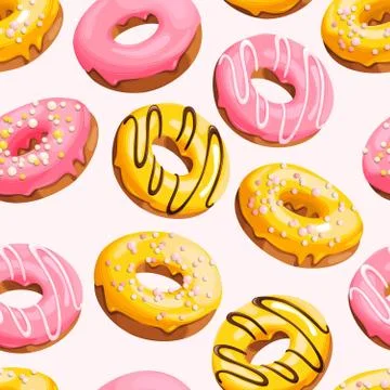 Glazed donuts seamless Stock Illustration