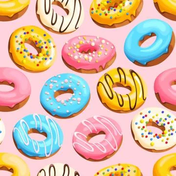 Glazed donuts seamless Stock Illustration