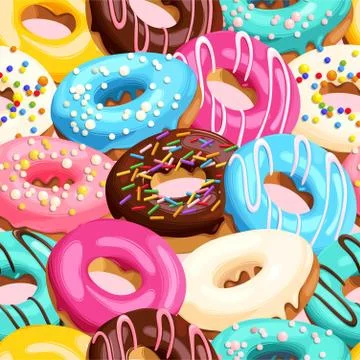 Glazed donuts seamless Stock Illustration