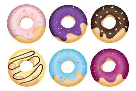 Glazed donuts set. Donuts icons. Stock Illustration