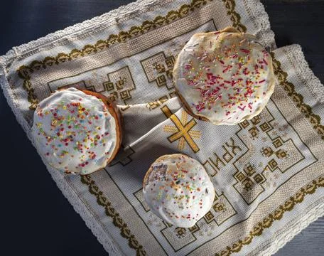 Glazed Easter cake with sprinkles Stock Photos