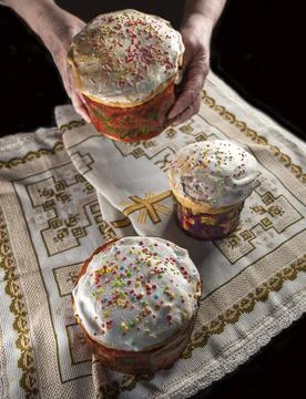 Glazed Easter cake with sprinkles Stock Photos