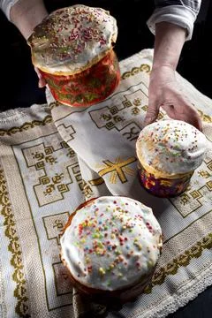 Glazed Easter cake with sprinkles 写真素材