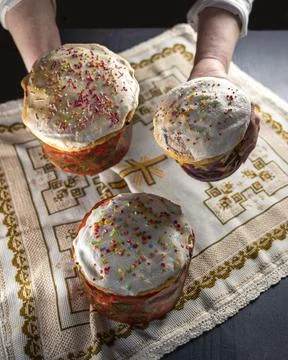 Glazed Easter cake with sprinkles 写真素材