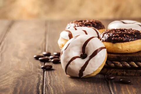 Glazed mini donuts 스톡 사진