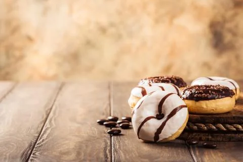 Glazed mini donuts Stock Photos