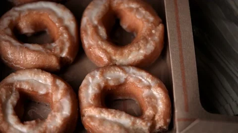 Glazed old fashioned style doughnut on dark background Stock-Footage 157993762
