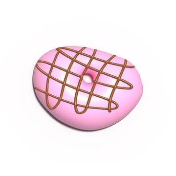 Glazed Pink Donut 3d rendered realistic design set of elements. Sweet food,.. Stockillustratie